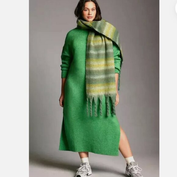 Anthropologie Vibrant Green Long Sleeve Dress - Picture 7 of 8